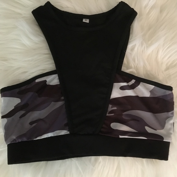 High Neck Camo Sports Bra - Picture 1 of 5